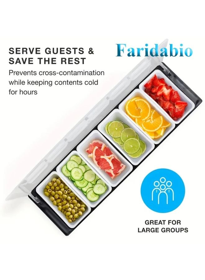 6 قطع صينية تقديم بلاستيكية متينة مع أغطية لخدمة الطعام والمجموعات الكبيرة - Image 1